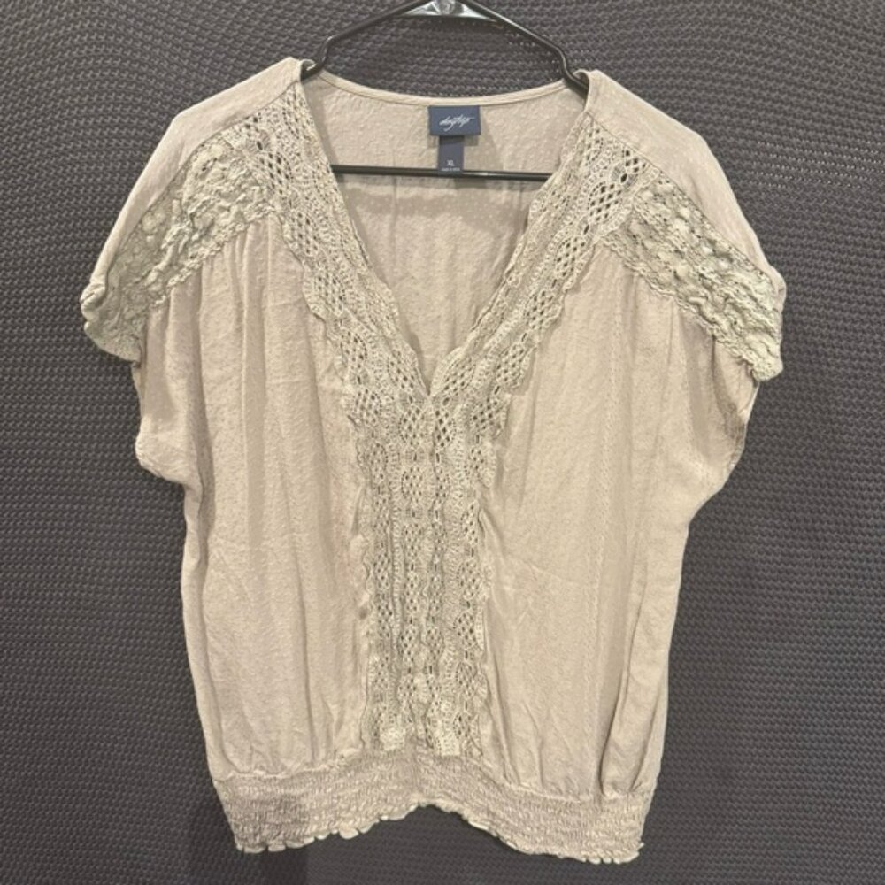 Daytrip Sage Green Lace Detail Women's Top